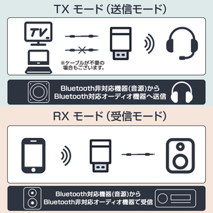Bluetooth5.0 レシーバー トランスミッター 送信 受信 小型 USB アダプタ ワイヤレス 無線 スピーカー ヘッドホン イヤホン スマートフォンの画像5