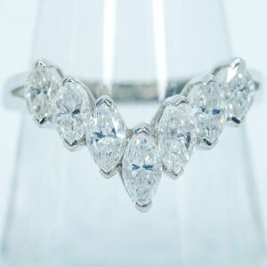 ★1円スタ!超良質ダイヤ【0.91ct】PT900 4.4g ♯13 プラチナ マーキースシェイプ ダイヤモンドリング Diamond Ring ユニセックス 指輪 仕上