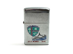 ZIPPO/ジッポー U.S.S. MIDWAY CV41 アメリカ海軍 航空母艦 ミッドウェイ オイルライター 喫煙具 タバコ コレクション(SER1589）