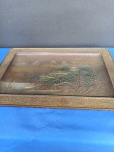 昭和レトロ■山水 飾り皿 鉄皿 鋳物
