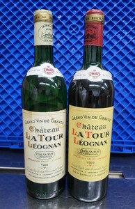 GRAND VIN DE GRAVES CHATEAU LATOUR LEOGNAN 1985 フランス ワイン 2本セット 750ml 14%未満 古酒 未開栓 ★訳あり 赤ワインの方液漏れ！