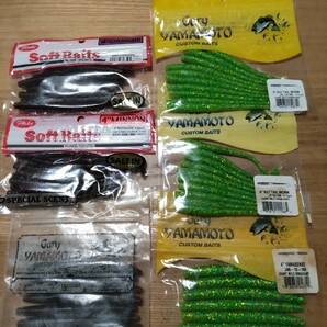 ゲーリーヤマモト カットテール ヤマセンコー Soft Baits ミノー ストレート バス釣り 未使用、中古ワームセットの画像1