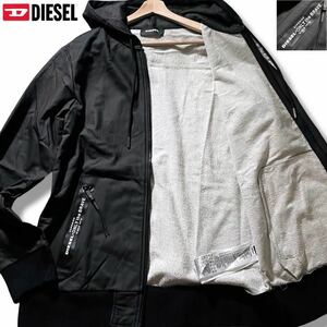 極美品/XLサイズ●DIESEL ディーゼル コーティング加工 ジップパーカー フードジャケット ブルゾン ストレッチ 春 スプリング ポケットロゴ