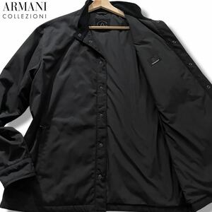 未使用級/3Lサイズ●アルマーニ コレツィオーニ ナイロンジャケット スタンドカラー コーチ ARMANI COLLEZIONI 撥水性◎ 黒 XXL 54