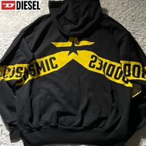 未使用級/XXLサイズ●DIESEL ディーゼル ジップパーカー フード ジップジャケット 袖ライン 背面スター星 ロゴファスナー 春 スプリング 3L_画像2