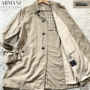 極美品/XLサイズ●アルマーニ コレツィオーニ ナイロン ステンカラーコート ARMANI COLLEZIONI 春 スプリング 撥水性◎ ベージュ 50の画像1