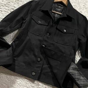 未使用級●バーバリーブラックレーベル デニムジャケット Gジャン ジージャン ブルゾン BURBERRY BLACK LABEL 裏地ノバチェック 黒 Mサイズの画像4