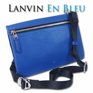 ランバンオンブルー LANVIN en Bleu 牛革 ショルダーバッグ サコッシュ インドゥー メンズ ブルー 青 正規品 新品 定価26,400円