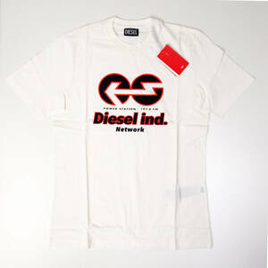 新品正規品 DIESEL ディーゼル T-JUST-E18 半袖 丸首 クルーネック ブランド ロゴ Tシャツ ホワイト L