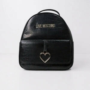 Новая подлинная любовь Moschino Love Moskino Crocodile Patterd Logo Logo Rackpack Rucksack Black