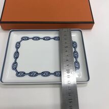 【未使用】HERMES エルメス シェーヌダンクル チェーン柄 箱付き 四角皿 スクエアプレート プレート皿 食器 洋食器 白 ホワイト_画像8