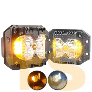 40W 4インチ 三面発光 埋込式 LED 作業灯 ホワイト/イエロー/ストロボ 12V/24V ジープ ジムニー 建築機械 SUV 4x4 UM002 2個