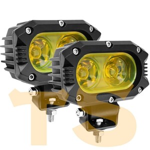 4インチ LED ワークライト 作業灯 40W 4000LM イエロー 広角狭角一体型 スポットライト フォグランプ UTA ATV SUV オートバイ 2個 FG4C-40W