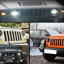 送料無料☆ JEEP LED ヘッドライ JK TJ スズキ ジムニー ハマーH2 JK75W-Y 5500LM ホワイト シルバー 2個 激安 7インチ 75W HI/Low/DRL_画像8