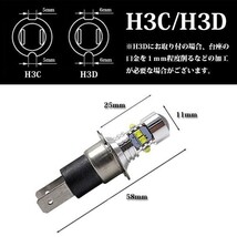 H3C H3D イエロー CREE-H3C 3000K CREE製 フォグランプ ショート LEDライト 2個/1セット プロジェクターレンズ_画像3