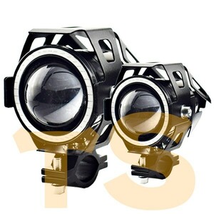 3000LM 2個 LED ヘッドライト Hi.Low.ストロボ/3モード CREE製チップ バイク用 ..新品.. イカリング色|白青赤緑|選択可能 12V-24V兼用 U7