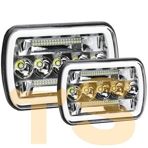 YJ XJ MJ 5x7インチ 7x6インチ H6014 H6052 H6054 6054 LED ..新品.. ヘッドライト Hi.Low.DRL.ウインカー 2個 HL10_7 JEEP GMC Ford