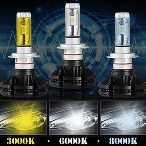 ファンレス LEDライト PHILIPSチップ搭載 X3 H4 Hi.Low/H1/H3/H7/H8/H11/H16/HB3/HB4 ..新品.. 12V 12000LM 車検ok!! 3色変更 2個/1セットの画像2