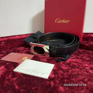 1000円〜　付属品完備　Cartier カルティエ　ダブルC 2C リバーシブル　レザー　本革　ベルト