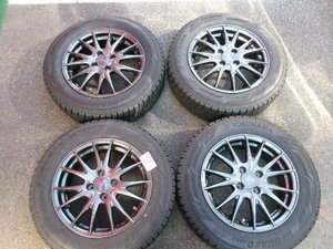 送料無料【VELVA】5.5J×15+42　PCD100-4穴☆YOKOHAMA IG60　185/65R15[冬用] タイヤ＆ホイール招きモアイ像　長野大橋店