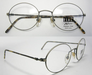 ELAN 90s デッドストック ヴィンテージ メガネ フレーム オーバル ラウンド 丸メガネ べっ甲 丸形 セル巻き セル巻 ステンレス