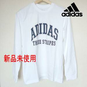 新品XL★アディダス adidas 白グラフィックロゴロンT/メンズ長袖Ｔシャツホワイト/綿/コットン