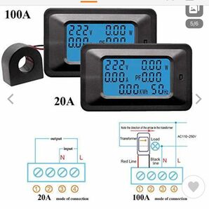 Aideepen 100A 電圧電流計 消費電力チェッカー AC110V-250V デジタルマルチメーター、電流/電圧/電力/PF