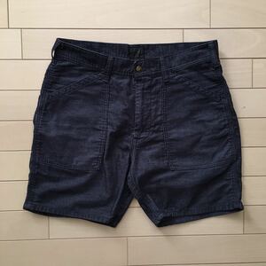 送料込 LEE ナノユニバース コーデュロイ ハーフパンツ Mサイズ 青系 USED リー ショートパンツ 短パン メンズ アメカジ 古着