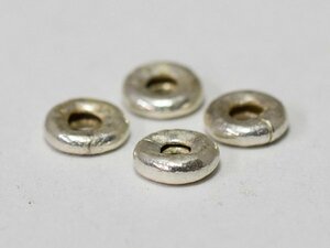 ●わくわくとんぼ玉★得割! カレンシルバー刻印入偏平丸型ビーズ4個セットS（Φ6.0mm) Karen silver 925 銀【T19001X】