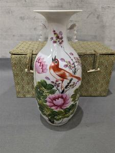 #4798 花瓶? 詳細不明 中国美術 古陶器 花瓶 色絵 両耳 吉羊 双耳瓶 中国