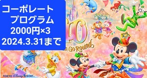 東京ディズニーリゾート　コーポレートプログラム　2000円×3 2024.3.31まで 