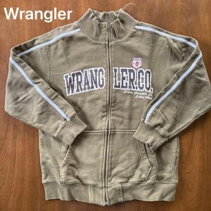 (Wrangler) ジップアップジャケット　150 カーキ　ハイネック　ポケット　羽織り物　スウェット　綿100% 裏毛