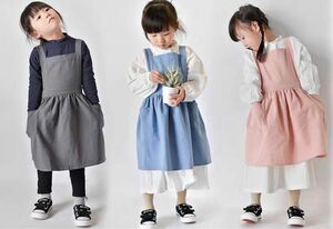 子供エプロンキッズ　リネン おしゃれ　X型　女の子　子供用　可愛い　キッズ　子供