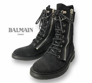 BALMAIN Paris RANGERS 1C144L バルマン レンジャー ブーツ ダブルジップ スエード レースアップ ブラック イタリア製 40 正規品