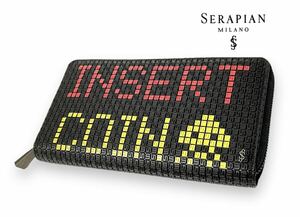 限定コラボ SERAPIAN Zip around wallet セラピアン x スペースインベーダー ゲームモチーフ ラウンドファスナー ウォレット 長財布 正規品