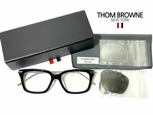 THOM BROWNE TB-701 トムブラウン メガネ フレーム 黒縁眼鏡 替えレンズ付き ブラック シルバー ウェリントン アイウェア 正規品