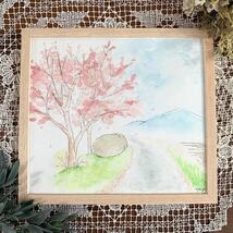 nyago 水彩画 風景画 桜 花 絵画 絵 オリジナル イラスト 手描きイラスト アート インテリア 美術品 原画　画家 直筆 真作 現代アート 飾り_画像1