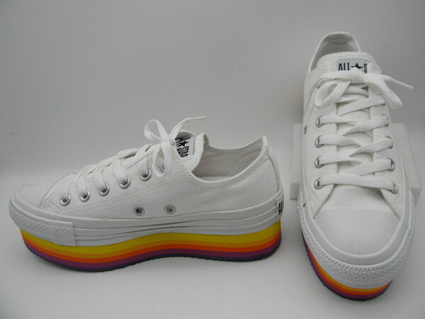 ◇△【 CONVERSE ALL STAR 】◆ 厚底スニーカー（２４．５ｃｍ） 白 コンバース