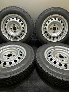 155/80R14 88/86N LT YOKOHAMA/ice GUARD iG91 22年製 トヨタ プロボックス 純正 スチール 14インチ 5J ＋39 100 4H スタッドレス 4本