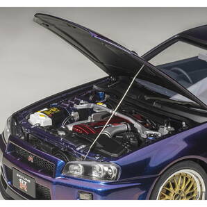 Aa 1/18 R34 GT-R Vスペック II （ミッドナイトパープルⅢ）77403 新品未開封 BNR34 GTR nismo オートアートの画像6