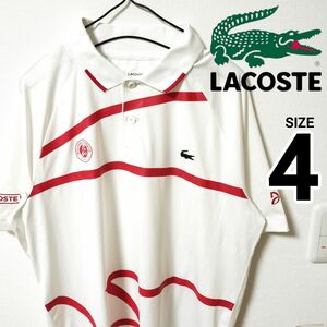 LACOSTE 白 ポロシャツ ウルトラドライ テニスウェア メンズ Size4 ラコステ スポーツウェア ゴルフウェア