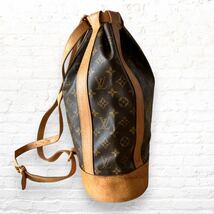 美品 ルイヴィトン LOUIS VUITTON モノグラム ランドネ ショルダーバッグ リュック ブラウン 巾着型 レディース メンズ_画像4