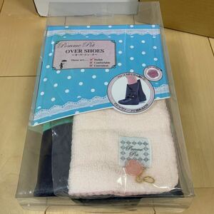 pom pot sudden rain from shoes . cover convenience . lovely over shoes L size navy 24.0cm~24.5cm