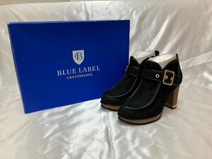 キングラム[01]BLUE LABEL CRESTBRIDGE ブルーレーベル クレストブリッジ ショートブーツ ヌバックレザー 24㎝ ブラック【送料無料】J036