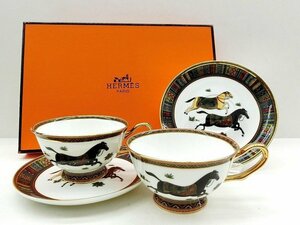 キングラム[19]HERMES エルメス シュヴァルドリアン ティーカップ&ソーサー ペア 2客セット 箱付 1円～@C533 S