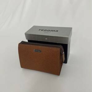 【F0222】renoma レノマ 超ミニバッグ 超ミニポーチ レザー ブラウン系 箱有り 未使用品の画像1