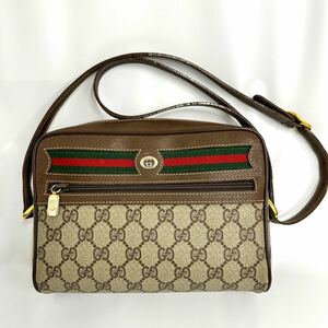 【K0211】GUCCI グッチ GGスプリーム オールドグッチ シェリー ショルダーバッグ GG柄 レザー ブラウン 56.02.087 いたずら入札の為再出品