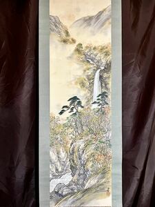 Art hand Auction [复制] [S8] 春山春色 丝绸画 春山水画 山水画 瀑布 瀑布 日本画 画作 挂轴, 艺术品, 书, 幛