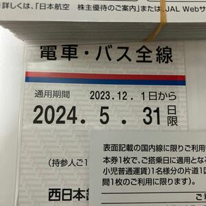 1枚(定期券)★電車・バス全線★2024年5月31日まで有効★西日本鉄道 株主優待乗車証 株主優待券