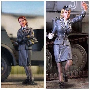 ジオラマ 女性兵士 2体 セット 1/35スケール ミリタリー 戦地 陸軍 女性兵 レジン キット 樹脂 未塗装 未組立 フィギュア ミニチュア 764